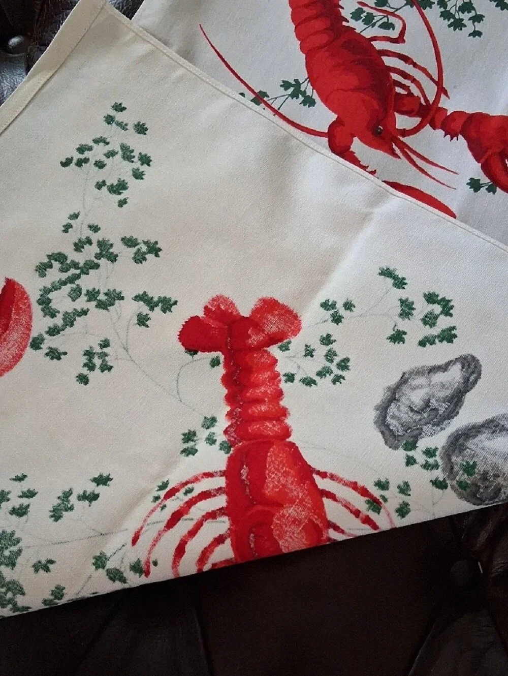 Red Lobster Print Table Runner - White Background